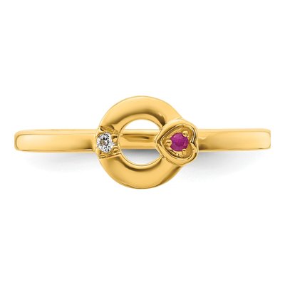 14K Yellow Gold Heart Mother's Ring Semi-Mount – view 5