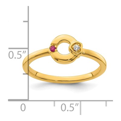 14K Yellow Gold Heart Mother's Ring Semi-Mount – view 6