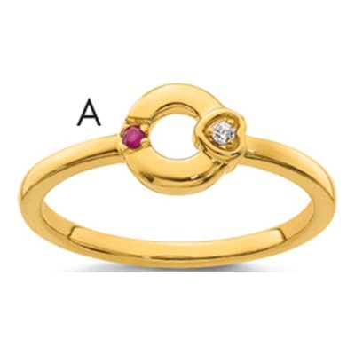 14K Yellow Gold Heart Mother's Ring Semi-Mount
