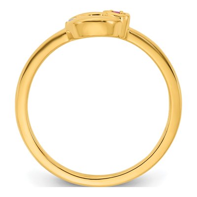 14K Yellow Gold Diamond Heart Ring – view 3