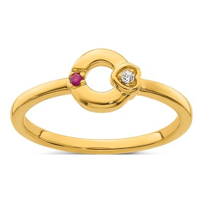 14K Yellow Gold Diamond Heart Ring – view 2