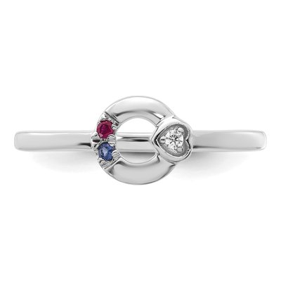 14K White Gold Heart Mother's Ring Semi-Mount – view 5