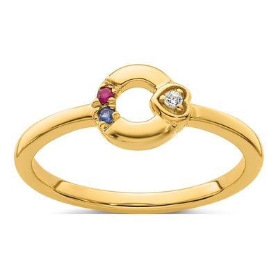 14K Yellow Gold Diamond Heart Ring – view 2