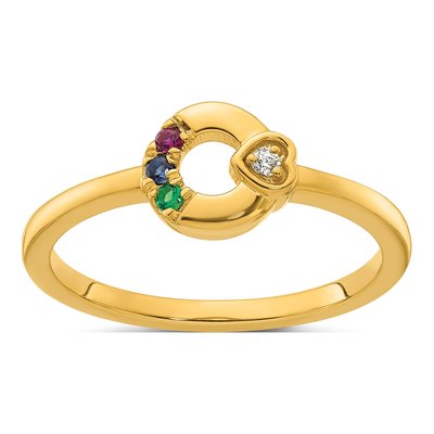 14K Yellow Gold Heart Mother's Circle Ring Semi-Mount – view 2