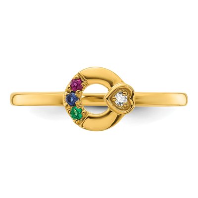14K Yellow Gold Heart Mother's Circle Ring Semi-Mount – view 5