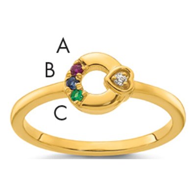 14K Yellow Gold Diamond Heart Ring