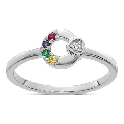 14K White Gold Heart Mother's Ring Semi-Mount – view 2