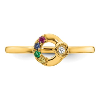14K Yellow Gold Diamond Heart Mother's Ring Semi-Mount – view 5