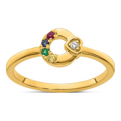 14K Yellow Gold Diamond Heart Ring – view 2