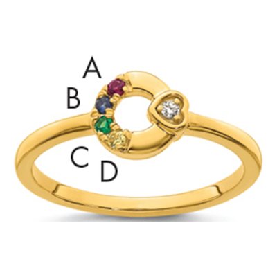 14K Yellow Gold Diamond Heart Ring
