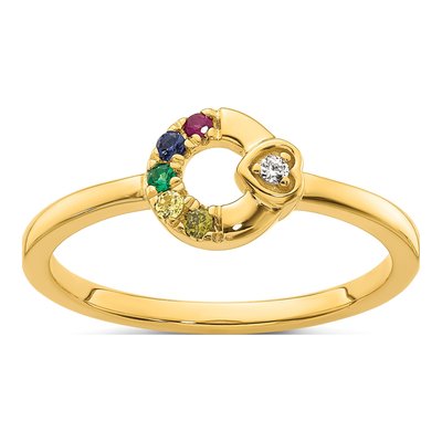 14K Yellow Gold Diamond Heart Ring – view 2