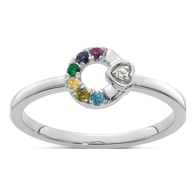 14K White Gold Heart Mother's Ring Semi-Mount – view 2