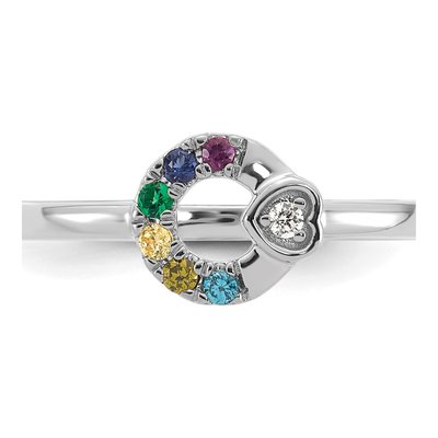 14K White Gold Heart Mother's Ring Semi-Mount – view 5