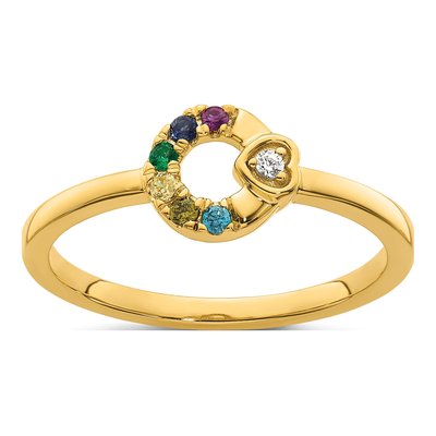 14K Yellow Gold Diamond Heart Ring – view 2