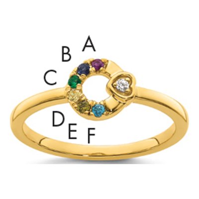 14K Yellow Gold Diamond Heart Ring
