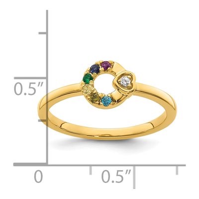 14K Yellow Gold Diamond Heart Ring – view 6
