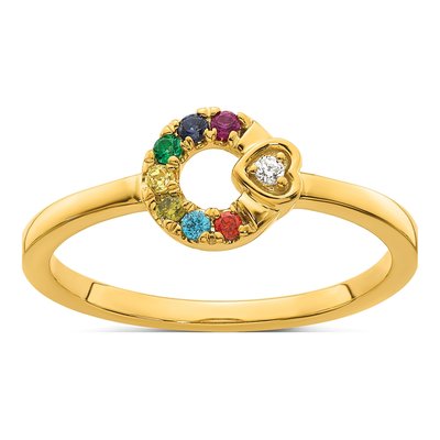 14K Yellow Gold Heart Mother's Ring Semi-Mount – view 2