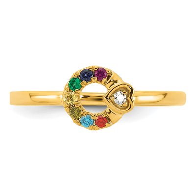 14K Yellow Gold Heart Mother's Ring Semi-Mount – view 5