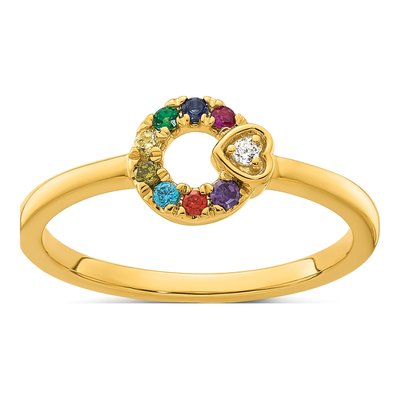 14K Yellow Gold Diamond Heart Mother's Ring Semi-Mount – view 2