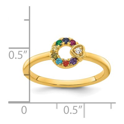 14K Yellow Gold Diamond Heart Mother's Ring Semi-Mount – view 6