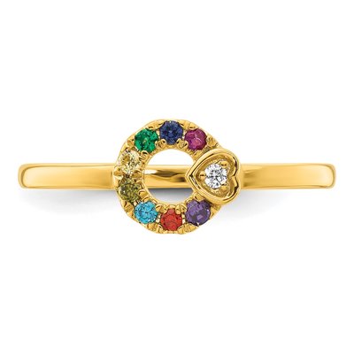 14K Yellow Gold Diamond Heart Ring – view 5