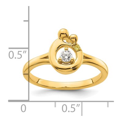 14K Yellow Gold Diamond Mother Child Ring Semi-Mount – view 6