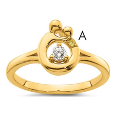14K Yellow Gold Diamond Mother Child Ring Semi-Mount