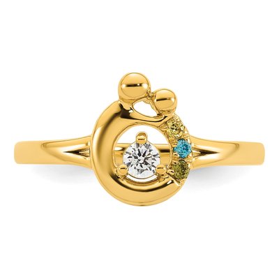 14K Yellow Gold Diamond Mother's Ring Semi-Mount – view 5