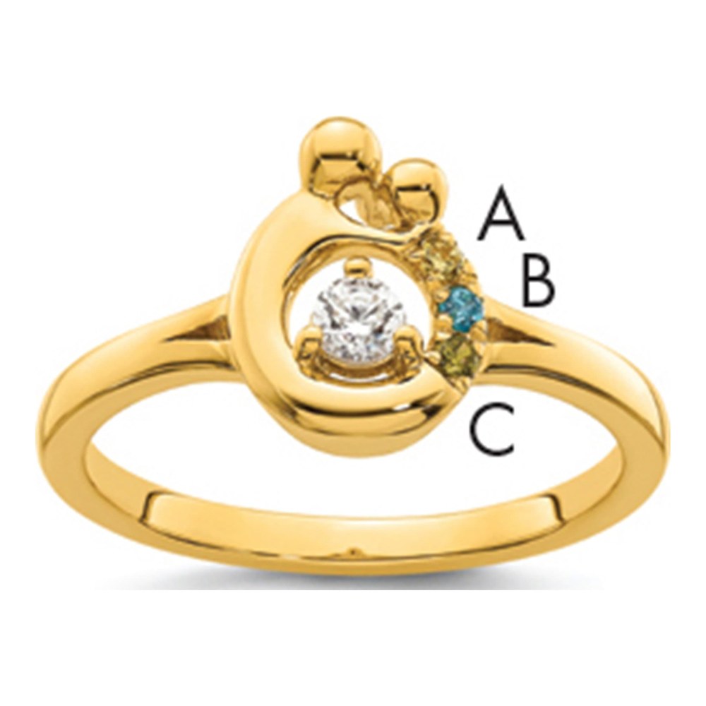 14K Diamond With 3 Birthstone Mother/child Ring Semi-Mount