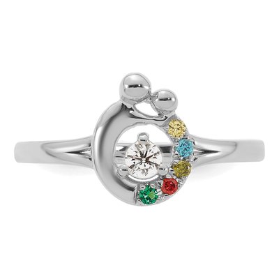14K White Gold 5-Stone Mother's Ring Semi-Mount – view 5