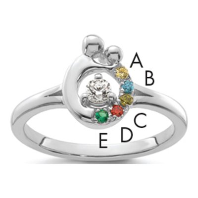 14K White Gold 5-Stone Mother's Ring Semi-Mount
