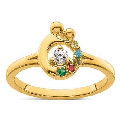 14K Yellow Gold Diamond Mother's Ring Semi-Mount – view 2