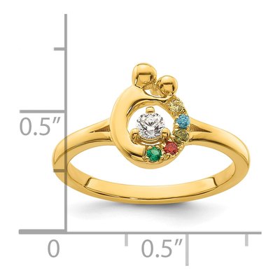 14K Yellow Gold Diamond Mother's Ring Semi-Mount – view 6