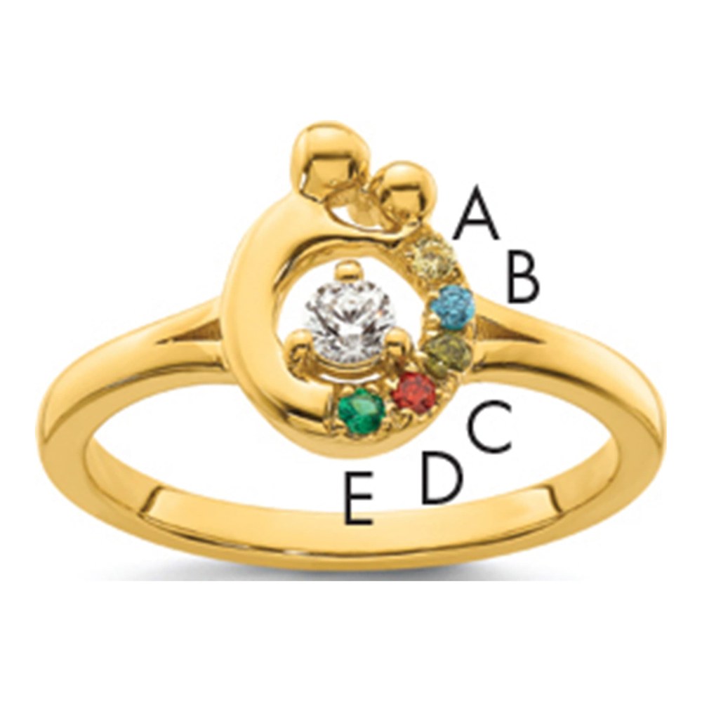 14K Diamond With 5 Birthstone Mother/child Ring Semi-Mount