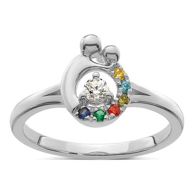 14K White Gold 6-Stone Mother's Ring Semi-Mount – view 2