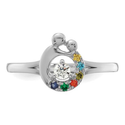 14K White Gold 6-Stone Mother's Ring Semi-Mount – view 5