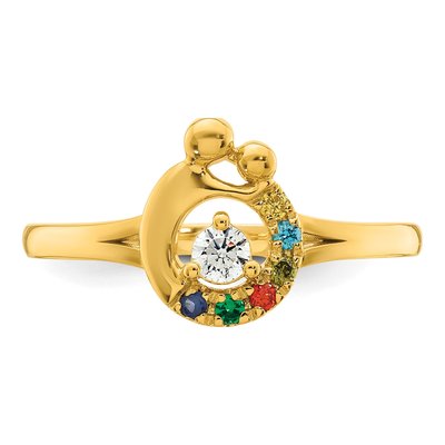 14K Yellow Gold Mother's Ring Semi-Mount – view 5