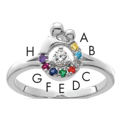 14K White Gold Mother's Ring Semi-Mount