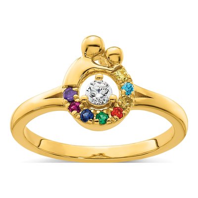 14K Yellow Gold Mother's Ring Semi-Mount – view 2