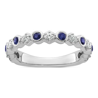 14K White Gold 1/4 ct tw Sapphire & Diamond Fashion Ring