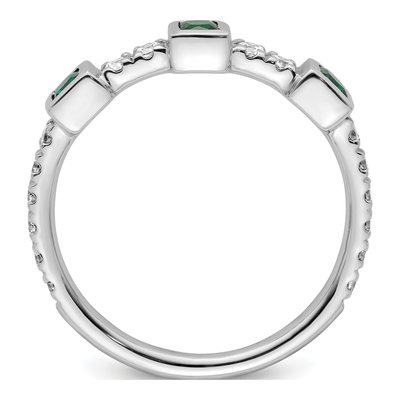 14K White Gold 1/3 ct tw Diamond Princess Emerald Fashion Ring – view 2