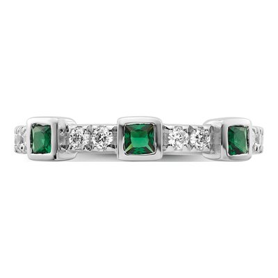 14K White Gold 1/3 ct tw Diamond Princess Emerald Fashion Ring – view 4