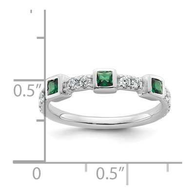 14K White Gold 1/3 ct tw Diamond Princess Emerald Fashion Ring – view 5