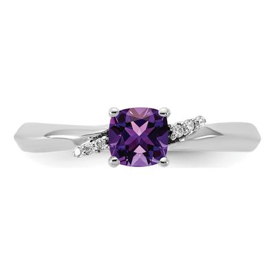14K White Gold Amethyst & Diamond Fashion Ring – view 4