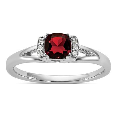 14K White Gold Diamond Garnet Ring