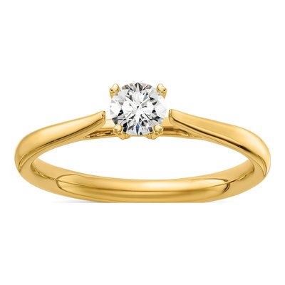 14K Yellow Gold 1/4 ct tw Lab-Grown Diamond Round Solitaire Engagement Ring