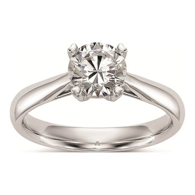 14K White Gold Solitaire Engagement Ring Mounting