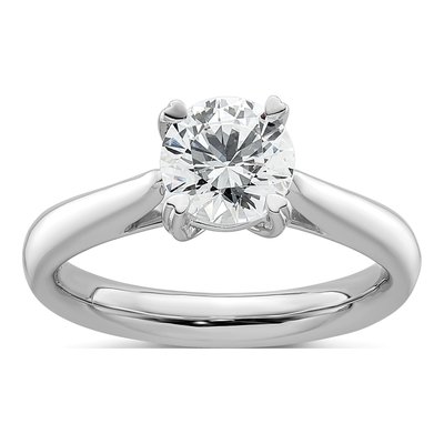 14K White Gold Solitaire Engagement Ring Mounting