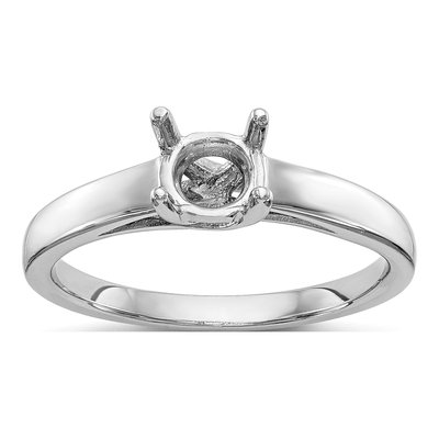 14K White Gold Round Solitaire Engagement Ring Mounting