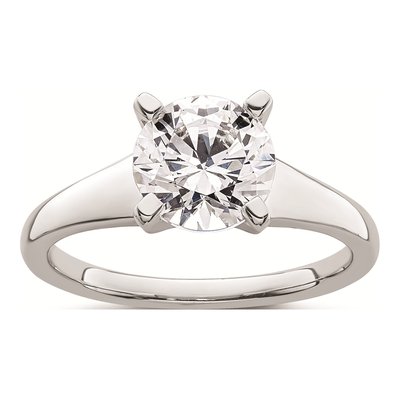 14K White Gold Solitaire Engagement Ring Mounting